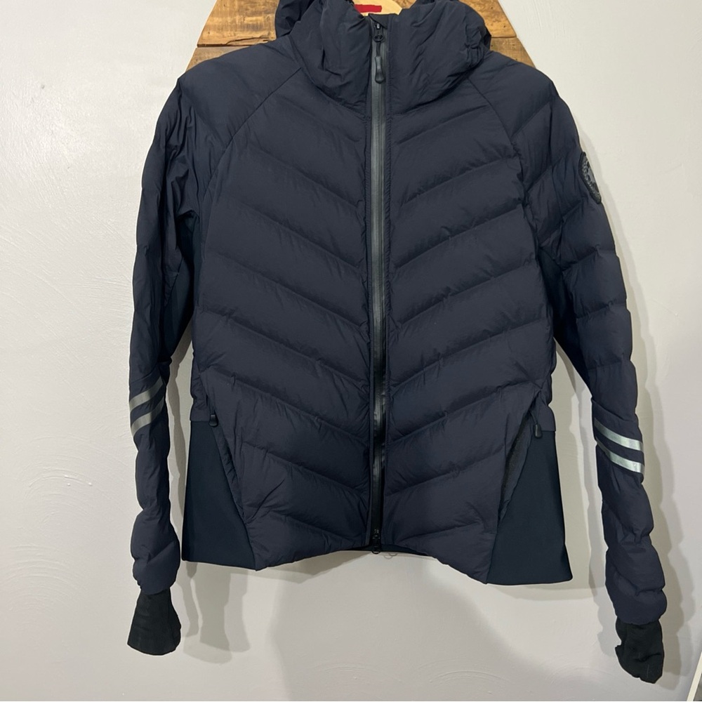 Canada Goose Women's Hybridge Down Bomber Jacket Black Label Hooded Black Size L